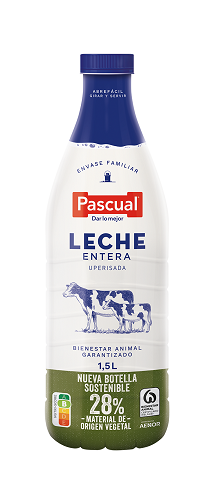 Nueva botella sostenible de Leche Pascual. - Distribuciones Porro