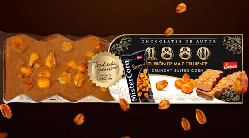 1880 y MisterCorn renuevan su cobranding con su turrón de chocolate y el maíz